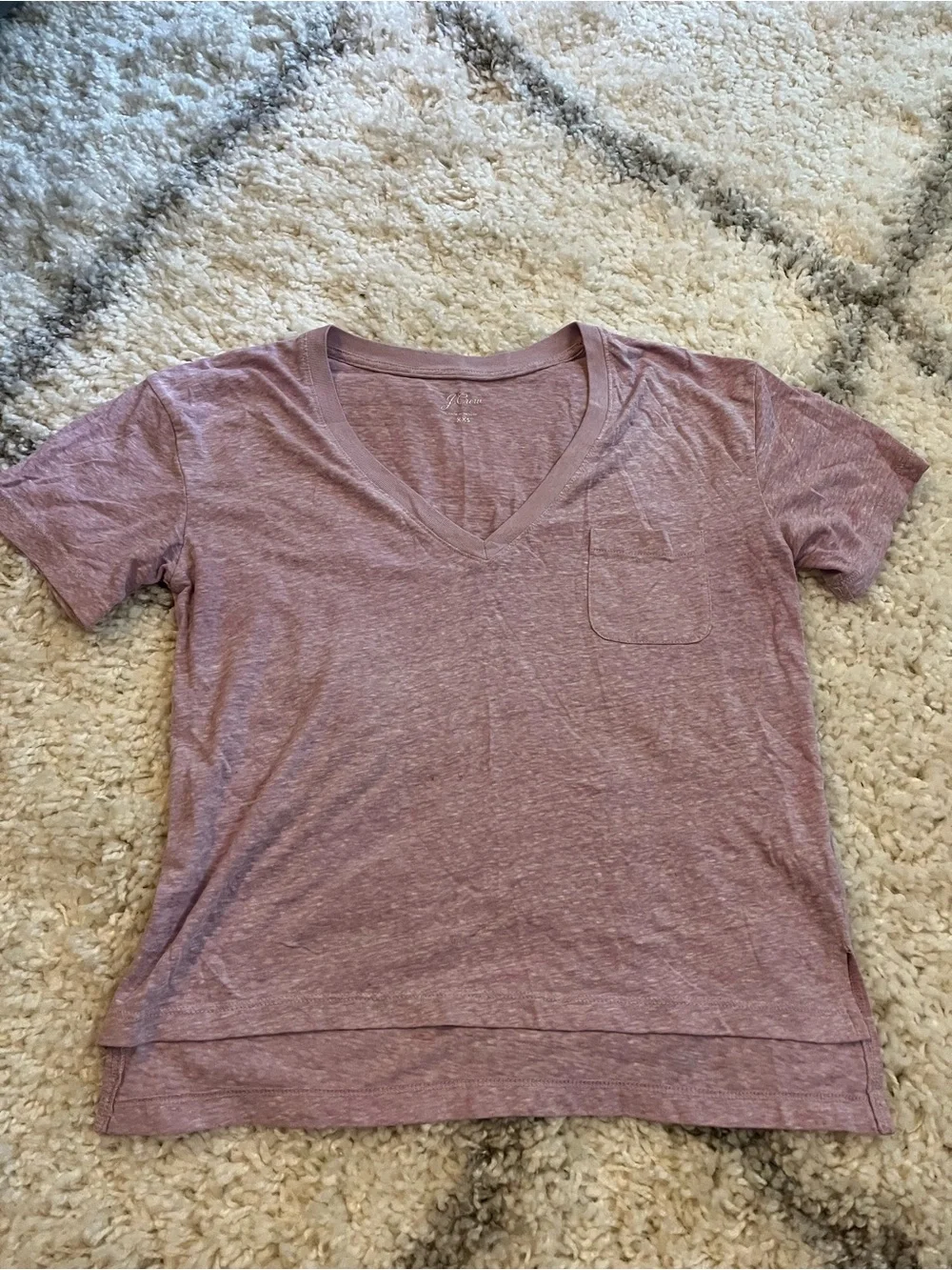 J. Crew Women's V-Neck Pocket Tee in Dusty Mauve